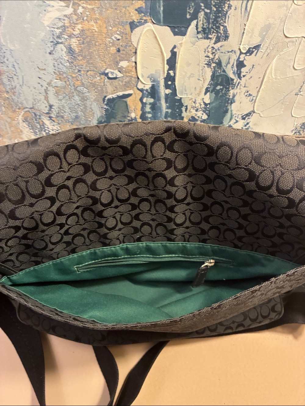 Genuine Coach Signature Jacquard Black Canvas Messenger Bag F70283  2011 - Picture 4 of 16